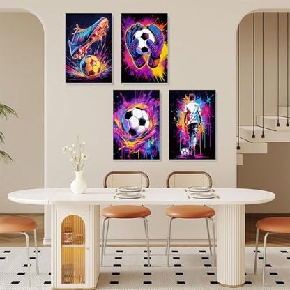 4 Pack Football Paint by Numbers for Adults with Framed Canvas 8x12 inch - color: BKH2374+BKH2375+BKH2376+BKH2377-US