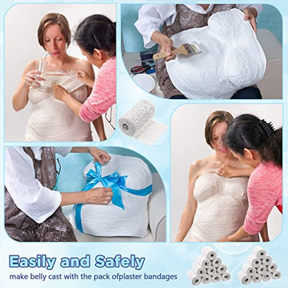 Newwiee 24 Rolls Plaster Cloth Gauze Bandages Rolls Bulk, White | Plaster Strips with 2 Sizes, 3 x 106 Inch, 4 x 106 Inch, for Body Cast, Craft Projects, Mask Making, Scenery Art