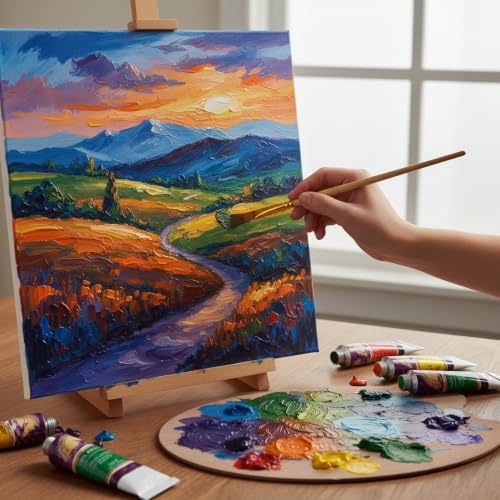 MyArtscape Oil Paint Set - 24 x 12ml Artist Oil Paints | Rich pigment oil paints for canvas painting with smooth blending layering glazing and glossy finish