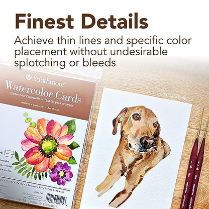 Strathmore 400 Series Watercolor Cards, Cold Press, 5x6.875 inches, 6 Pack, Envelopes Included - Custom Greeting Cards for Weddings, Events, Birthdays