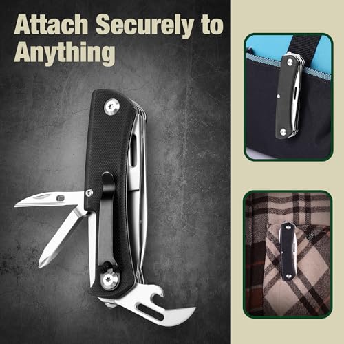 MOSSY OAK 10-in-1 Folding Pocket Knife with Saw, Stainless Steel | Includes can opener and screwdrivers, ideal for EDC, camping, hiking, fishing, and outdoor adventures