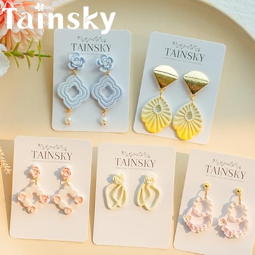 TAINSKY Geometric Clay Cutters, 15 Shapes Polymer Clay Cutters for Earrings Making, Organic Polymer Clay Cutters, Boho Clay Cutters for Polymer Clay Jewelry
