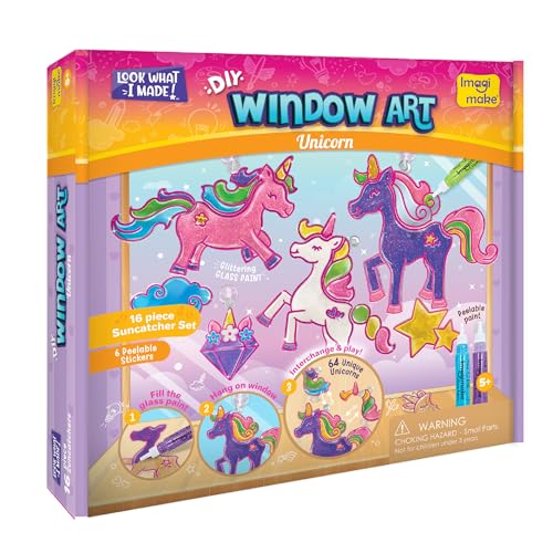 Imagimake Window Art - Unicorn, DIY Mess-Free 16 Pieces Suncatcher Kit