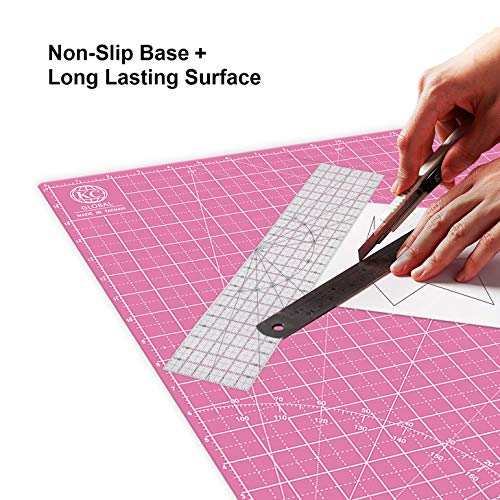 KC GLOBAL A2 (24"x18") Self-Healing Cutting Mat (Pink) - Sturdy, Reversible, Eco-Friendly, Non-Slip. Premium Desk Mat for Crafters, Quilters, and Hobbyist - color: Pink, size: 24"L x 18"W