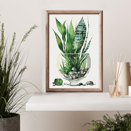 Paint by Numbers Kit for Adults Beginner with Wooden Frame, Plants Framed Adult Paint by Number Kits on Canvas, DIY Easy Acrylic Watercolor Oil Paint by Number for Adults for Home Decor Gift 8x12 Inch - color: DG-OP-F-TigerPiranha-2030