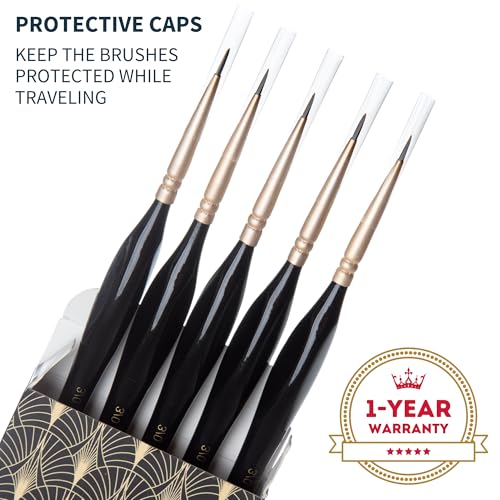 ARTEGRIA Detail Paint Brush Set, 5 Miniature Brushes, Size Round 3/0 (000)