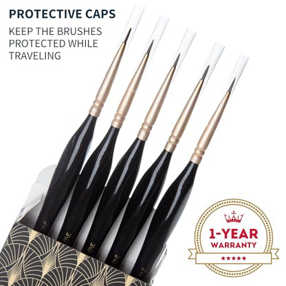 ARTEGRIA Detail Paint Brush Set, 5 Miniature Brushes, Size Round 3/0 (000)