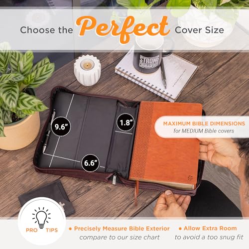 Christian Art Gifts Faux Leather Bible Cover: I Know The Plans, Brown & Tan | Medium, Bible Verse, Book Cover, Case, Zipper, Pocket Storage, Pen Loops, Bible Study Supplies, Encouragement Gifts for Men - size: Medium