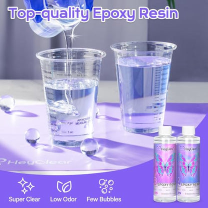 HeyClear 16oz Epoxy Resin Kit with Molds Clear for Beginners DIY Crafts - size: 16oz kit