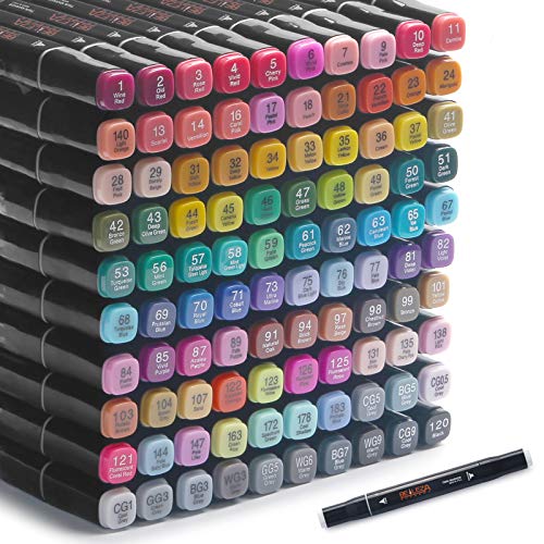 belleza suprema 101 Colors Alcohol Markers Dual Tips Permanent Art Marker Pen for Adult, Alcohol-Based Highlighter Pens Sketch arts set for Coloring,Painting, Sketching and Drawing with Carrying Case - color: black