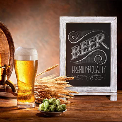 HBCY Creations Magnetic Tabletop Chalkboard Sign, 9.5" x 14", Rustic | Magnetic Surface, Metal Scrolled Legs, Countertop or Wall Mount - color: 1- Whitewashed, size: 10"W x 14"H