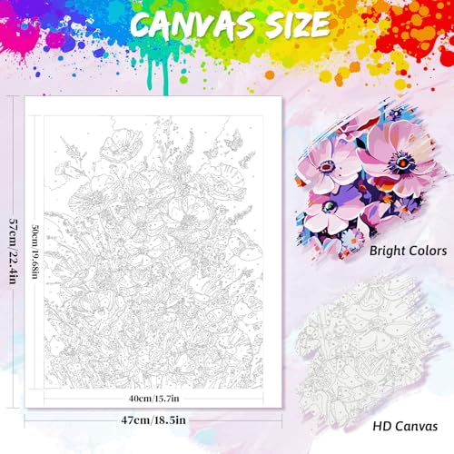 Yunnuo Paint by Numbers Kit for Adults Wild Flowers(16x20 Inch) | Easy Flower Paint by Numbers,DIY Painting by Numbers with Brushes and Acrylic Paint,Home Wall Decor Gifts - color: C-002-wild flowers