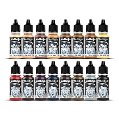Vallejo - Face & Skin Tones Acrylic Paint Set | Model Color | Figure Color Series Historical Miniature Kit to Achieve Historical Accuracy with Artist-Grade Pigments | 16 Bottles x 18 ml (0.60 fl.oz.) - style: Face & Skin Tones