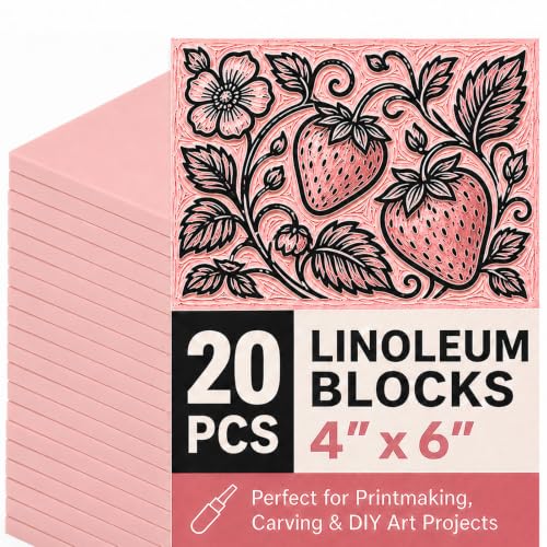 20 PCS 4"x6" Soft Linoleum Blocks for Printmaking & Stamp Making | Rubber Linocut Block for Stamp Carving, Relief Printing, Handcraft DIY, Journal Decoration and Daily Artistic Practice - color: 4"x6"-20pcs