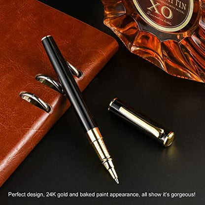 YIVONKA Luxury Ballpoint Pen Black Refill Line width 0.5mm,Best Office Pen Gift for Men & Women Professional Executive,Nice BallPens Classy Gift Box (Black) - color: Black