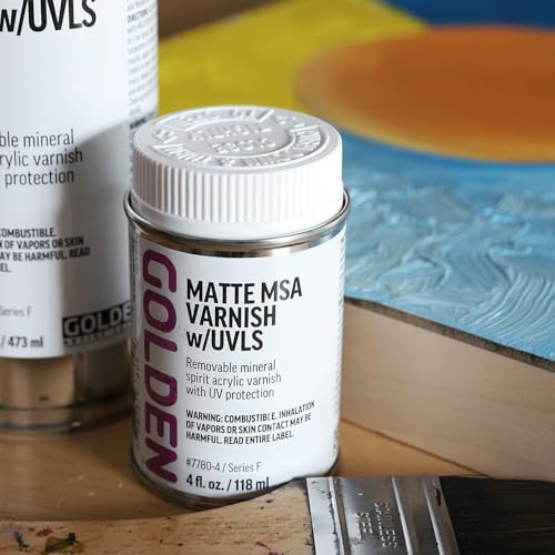 Matte MSA Varnish w/UVLS by GOLDEN, 8 fl. oz. Can, Professional Acrylic Varnish