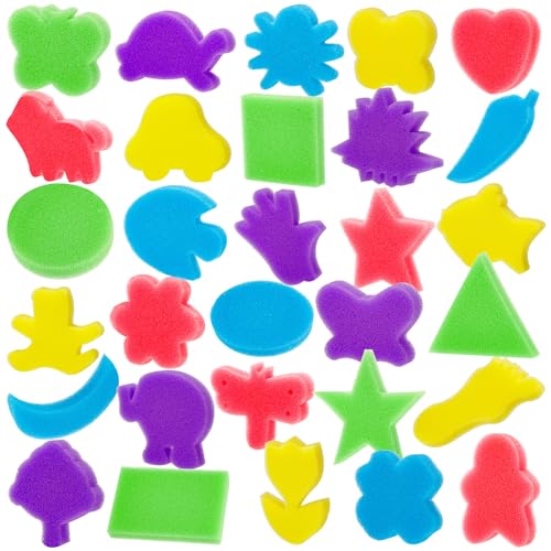 30Pcs Sponge Painting Shapes, Painting Craft Sponge - style: 3F-PatternBrush30PCS