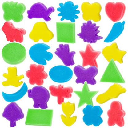 30Pcs Sponge Painting Shapes, Painting Craft Sponge - style: 3F-PatternBrush30PCS