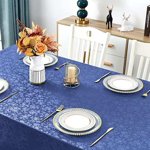 Romanstile Waterproof Vinyl Tablecloth Rectangle, 60 x 102 Inch, Rose Navy Blue - color: Rose Navy Blue, size: 60" x 102" (Rectangular)