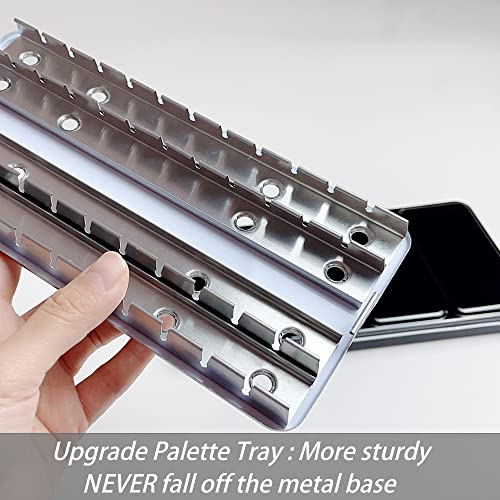 Large Watercolor Palette Tin with 28Pcs Watercolor Full Pans | Empty Metal Palette, 28Pcs White Full Pans, Folding Paint Tray, Palette with Lid, Mixing Area for Watercolor, Oils Gouache - style: Tin with 28 Transparent Full Pans