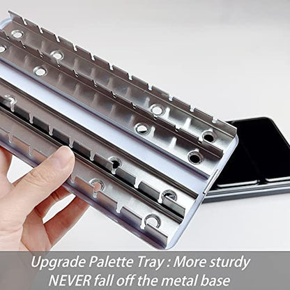 Large Watercolor Palette Tin with 28Pcs Watercolor Full Pans | Empty Metal Palette, 28Pcs White Full Pans, Folding Paint Tray, Palette with Lid, Mixing Area for Watercolor, Oils Gouache - style: Tin with 28 Transparent Full Pans