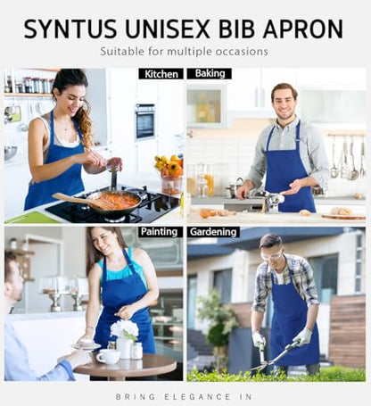 Syntus Apron for Men Women, Adjustable Cooking Kitchen Apron with 2 Pockets | Machine Washable, Firm Stitching, Stain Resistance, Long Tie Straps, 2 Pockets, Versatility, Unisex Use, Gift, BBQ - color: Blue, style: 2 Polyester