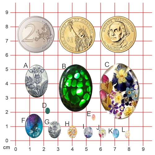 FUNSHOWCASE Oval Cabochon Resin Epoxy Silicone Mold - color: 12 Cavities Oval Designs