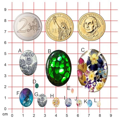 FUNSHOWCASE Oval Cabochon Resin Epoxy Silicone Mold - color: 12 Cavities Oval Designs