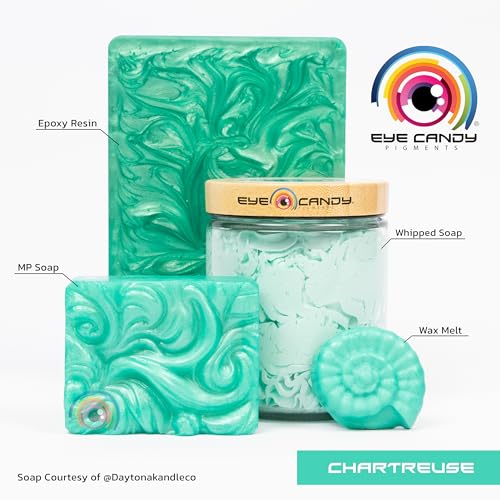 Eye Candy Pigments Premium Green Mica Powder - Chartreuse (50gr) - for Epoxy, Resin, Soap, Paint, Woodworking, Acrylic Pouring, Bath Bombs, Fishing Lures - DIY Arts and Crafts Additive - color: Chartreuse