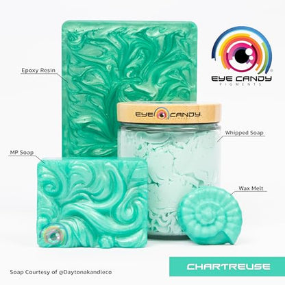 Eye Candy Pigments Premium Green Mica Powder - Chartreuse (50gr) - for Epoxy, Resin, Soap, Paint, Woodworking, Acrylic Pouring, Bath Bombs, Fishing Lures - DIY Arts and Crafts Additive - color: Chartreuse