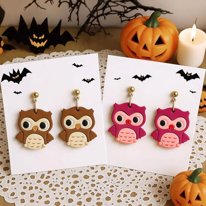 8pcs Halloween Clay Cutters for Polymer Clay Earrings | Spooky owl, bat, ghost, skull and doll shapes for clay earrings, charms, pendants and Halloween crafts - color: Halloween Devil