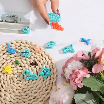 ORIGACH 16 Pcs Ocean Animal Clay Cutters Set | Turtle Starfish and More Sea life Shapes Polymer Clay Cutter for Earring Jewelry Making - style: Ocean Animal