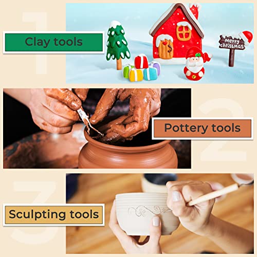JETMORE 35 Pcs Clay Sculpting Tool Kit, Clay Cutters, Pottery Tools for DIY | Clay tools support carving, shaping and detailing, Sculpting tools suit pottery, ceramics, molding and polymer clay projects - color: 35 Pack