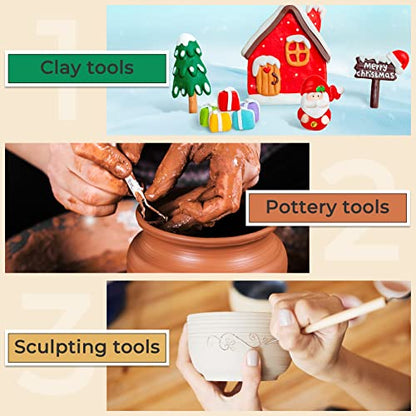 JETMORE 35 Pcs Clay Sculpting Tool Kit, Clay Cutters, Pottery Tools for DIY | Clay tools support carving, shaping and detailing, Sculpting tools suit pottery, ceramics, molding and polymer clay projects - color: 35 Pack