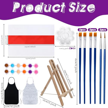 Zhanmai 2 Pack Sip and Paint Kit for Couples Date Night | 8 x 10 Inch, Pre Drawn Canvas King Queen, Paint Party Supplies, Romantic Adult Activity, Includes Easels Aprons Brushes Set - size: 8 x 10 Inch, style: Couple