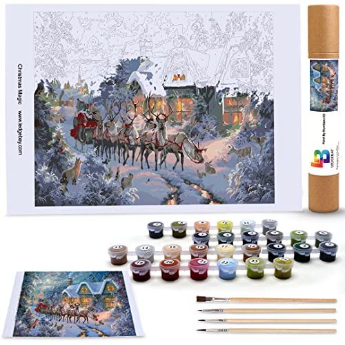 Ledgebay Paint by Numbers Kit for Adults, 16x20 Unframed Canvas - color: Christmas Magic, size: 16" x 20" Unframed