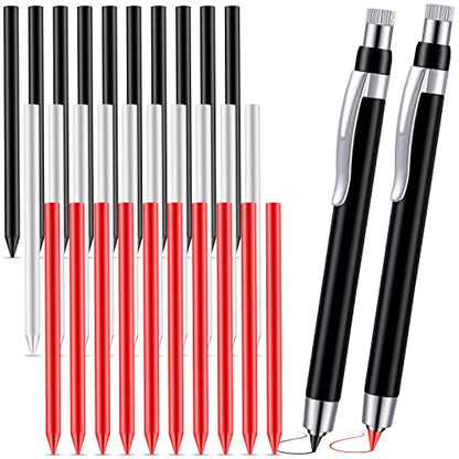 Lincia 5.6 mm Diameter Mechanical Pencil Artist Carpenter Drafting Pencils Metal Marker with Built Sharpener for Construction Drafting Crafting Sketching Wood Working(32 Pcs)