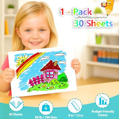 Mixed Media Sketchbook 9"x12" Multimedia Sketchbook, 30 Sheets Sketch Book | Top Spiral Bound Sketch Book, 98lb/160gsm Mixed Media Paper, Watercolor Paper Sketch Pads for Drawing, Painting, Art Supplies - size: 9" x 12"