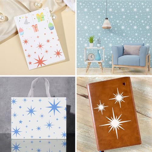 10Pcs Large Star Stencils for Painting Reusable, Twinkle Star Wall Stencil Paint Stencil Drawing Stencils for Painting on Wood Craft Canvas Fabric DIY Art Projects Home Decor - style: Star Stencils-10PCS