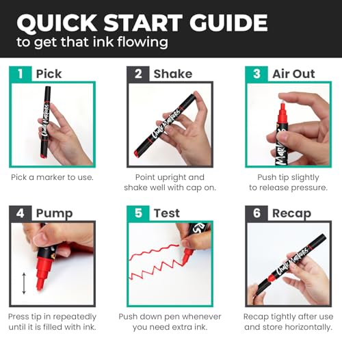 Chalkola 10 Metallic Dual Tip Liquid Chalk Markers for Chalkboard, Window - size: Dual Tip- 1mm+5mm