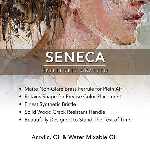 Seneca Artist Brush, Filbert 4 (1700FB-4) by Willow Wolfe, Professional Synthetic Bristle Paint Brush for Acrylic, Oil and Water Mixable Oil, Series 1700, 4 Filbert - size: 4