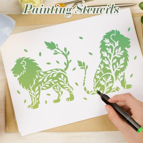Animal Flower Stencils for Crafts Reusable 24Pcs Stencils(7.8X7.8 Inch) | DIY Art Painting Stencil Furniture Decor Kit for Wood Embroidery Wall Silk Screen Journaling - color: Animal 7