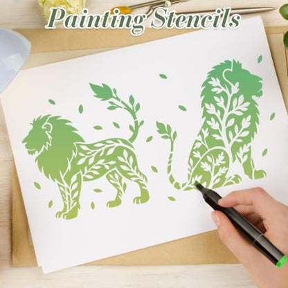 Animal Flower Stencils for Crafts Reusable 24Pcs Stencils(7.8X7.8 Inch) - color: Animal 7