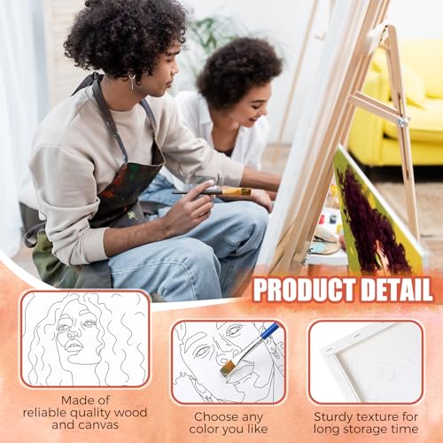 Sherr 20 Pcs Stretched Pre Drawn Canvas African American Canvas to Paint Afro Queen Black Art for Painting for Adults Outline Pre Drawn Stretched Cotton Art to Paint Party Set, 8 x 10 - style: Cool