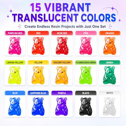 LET'S RESIN Epoxy Resin Dye,15 Color Translucent Epoxy Resin Pigment - size: 15 Colors
