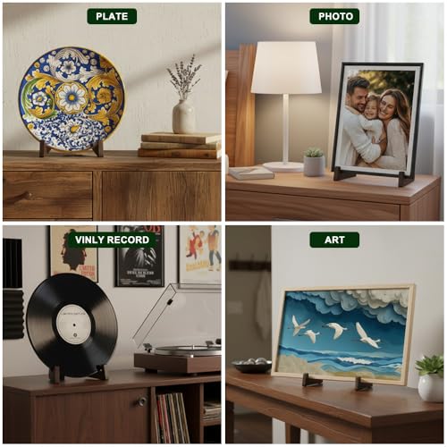 3 Packs Wooden Display Stand, Plate Holders for Displaying, Photo and Picture Frame Stand, Decorative Table Top Easels, for 7-13" Plate - size: 3 PIECES