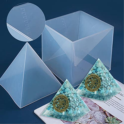 1pc Super Pyramid Silicone Mould Resin Craft Jewelry Crystal Mold Large Pyramid Resin Casting Silicone Jewelry Molds for Paperweight for Home Decoration Office Desk,15.7cm/6 inch +Plastic Frame | Epoxy Resin Casting Mold with Plastic Frame for Orgonite, P
