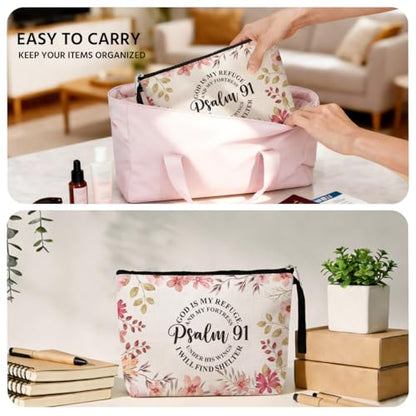 Inspirational Christian Gifts for Women Makeup Bag Bible Cosmetic Bags | Motivational Religious Gifts Makeup Zipper Pouch Bag Scripture Christmas Birthday Gifts Skincare Bag for Lady Female Teacher - color: Multicolor0664