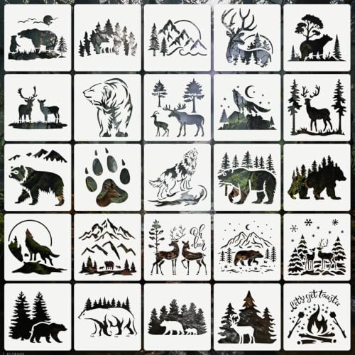 Forest Animal Stencils for Crafts Reusable 25Pcs Stencils(5.8X5.8 Inch) - color: Animal 3