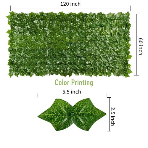 Jinwu Artificial Ivy Privacy Fence Screen (2 Rolls, Total 59x118 inch), Expandable Faux Privacy Fence with 80 pcs Zip Ties, Decoration for Outdoor Garden, Printed Sweet Potato Leaf - size: 59x118 inch（Type 2）
